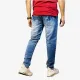Men's Mid Blue Regular Fit Stretch Jeans | Classic Casual Denim Pants